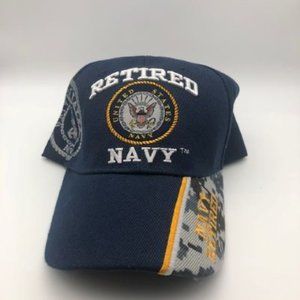 Navy Retired embroidered Navy Blue Hat